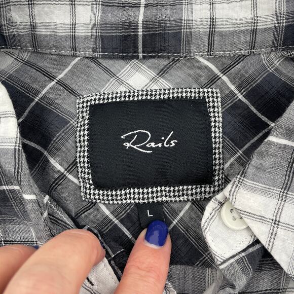 RAILS Plaid Shirt Long Sleeve Button Up Top Womens Size L Lightweight Layer - Picture 6 of 8